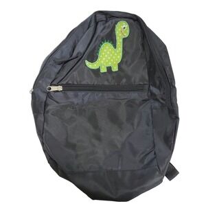 Unbranded Black Nylon Dinosaur Backpack Green Polka Dot Applique Kids School Bag